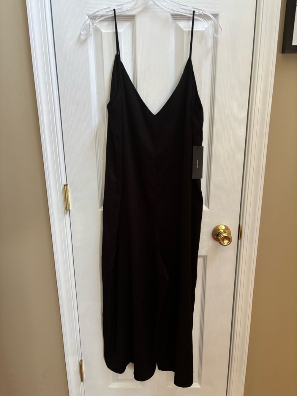 Lulus Elisa Black Midi Satin Like Jumpsuit, Size L, NWT - Picture 3 of 7